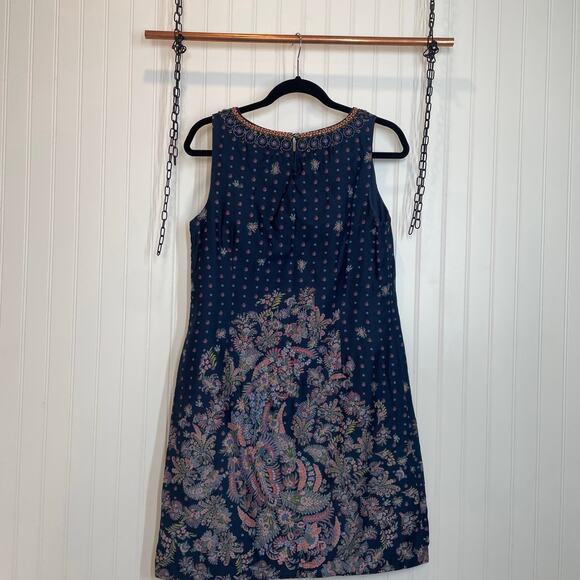 Monsoon Women’s Blue Embroidered Sleeveless Sheath Dress Size 10 - Picture 2 of 7